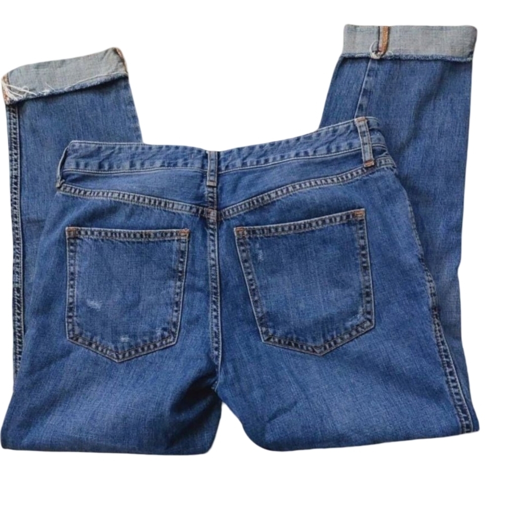 We The Free People High Rise Button Fly Raw Hem Ankle Jeans 26 Boho Distressed - Picture 3 of 6
